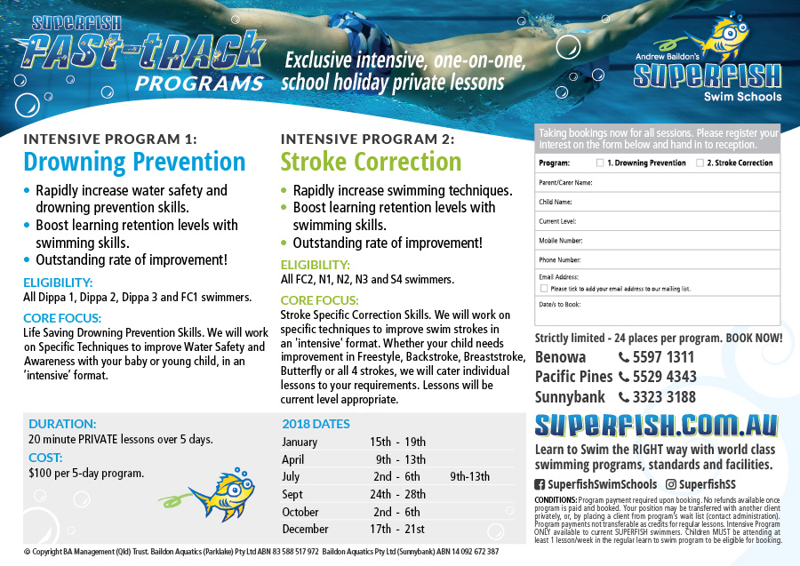Superfish Intensive Swimming Programs 2017
