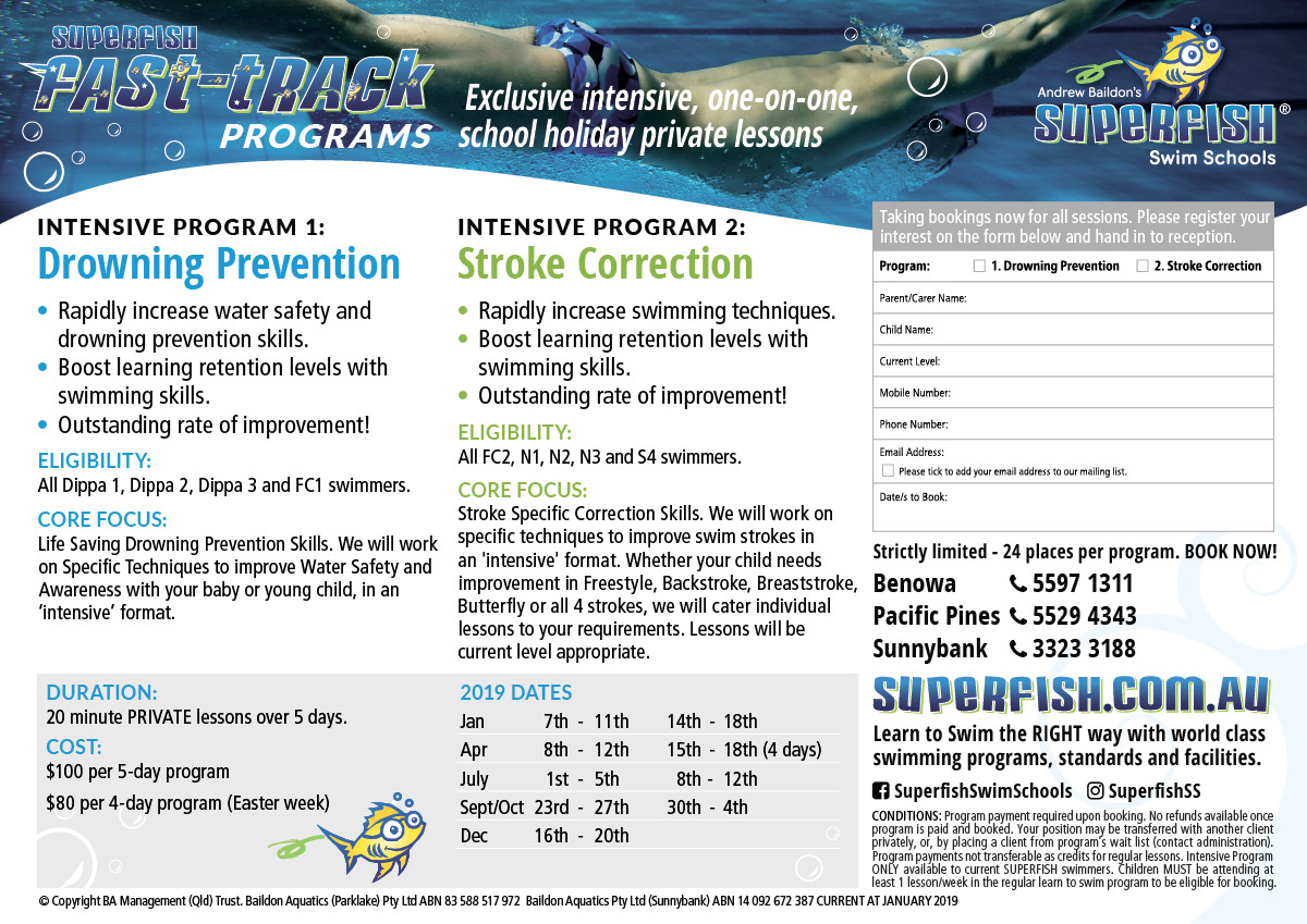 Superfish Intensive Swimming Programs 2017